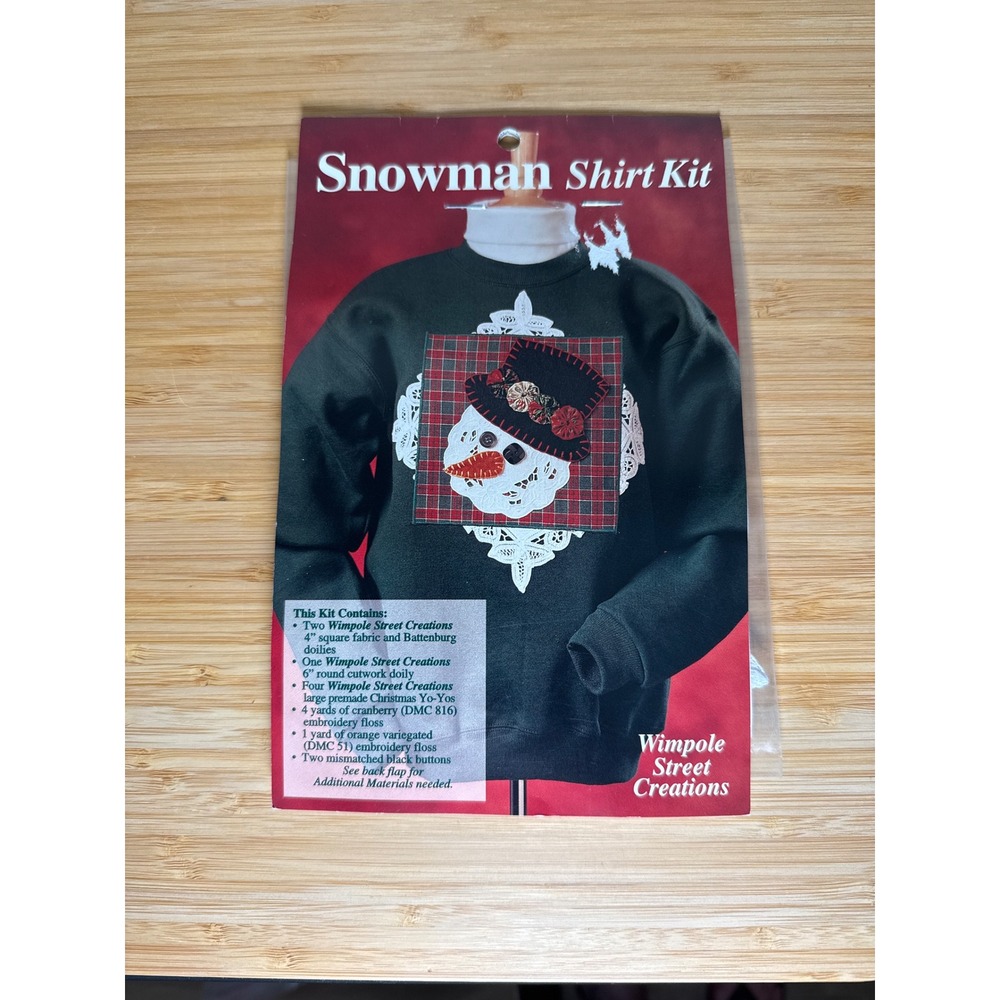 Wimpole Street Creations‎ Snowman Shirt Kit Unisex OS Multicolor DIY Craft 1995